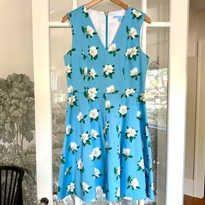 Draper James Magnolia Floral Sleeveless Blue Dress Size 8